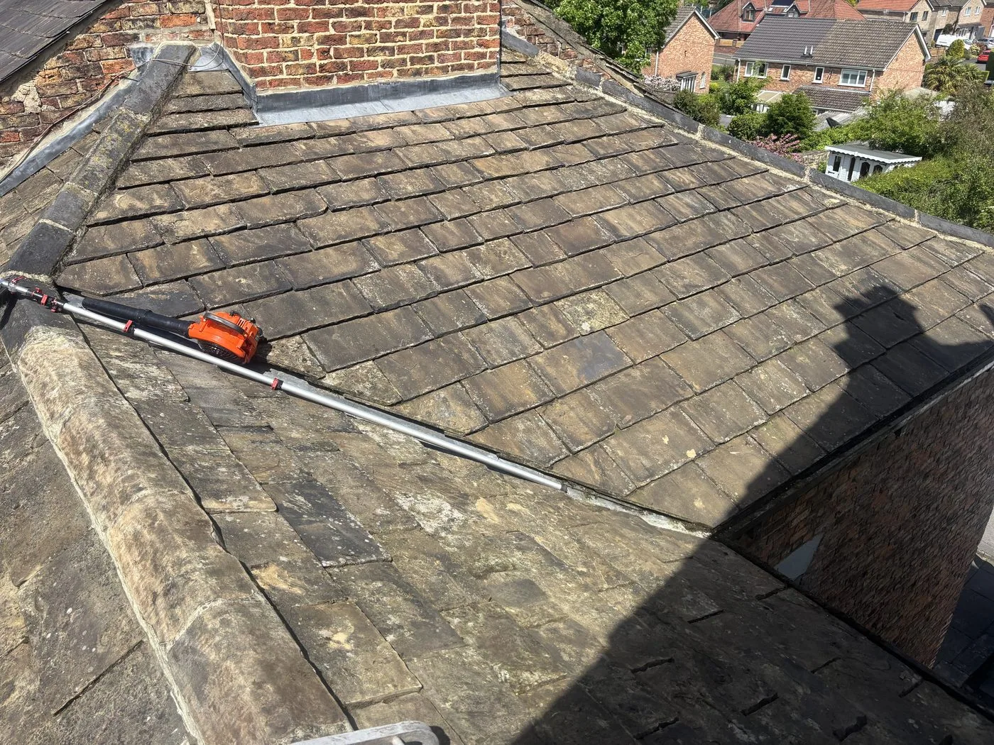 Full view of cleaned stone slate roof — 118 High Street Knaresborough
