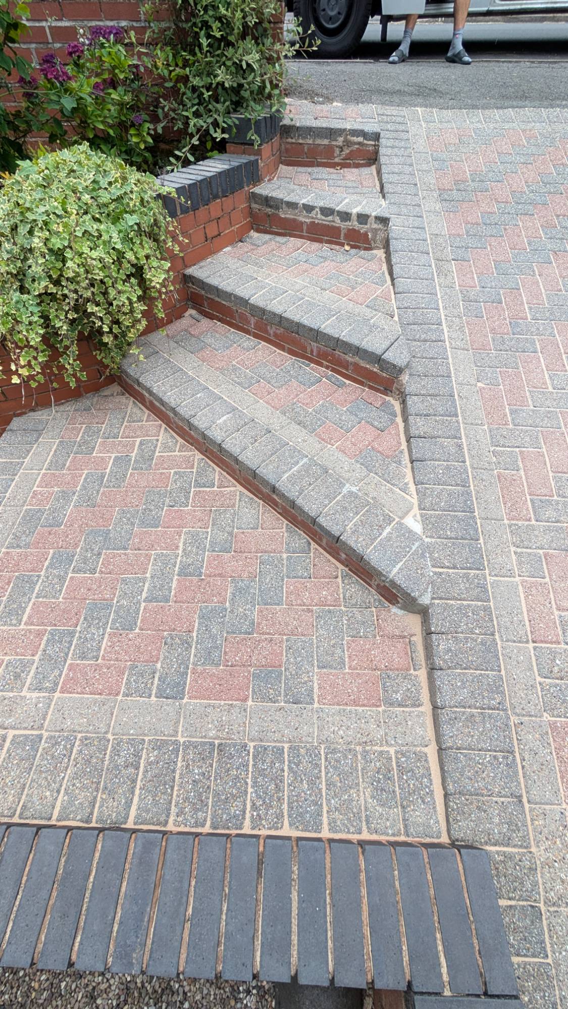 Resanding block paving after pressure washing — driveway restoration Yorkshire