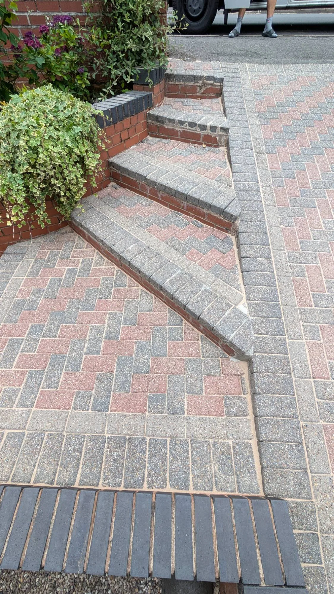 Resanding block paving after pressure washing — driveway restoration Yorkshire